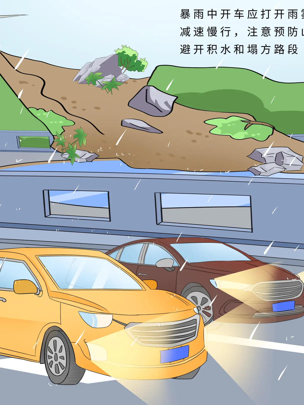 暴雨行車安全知識科普漫畫封面图片
