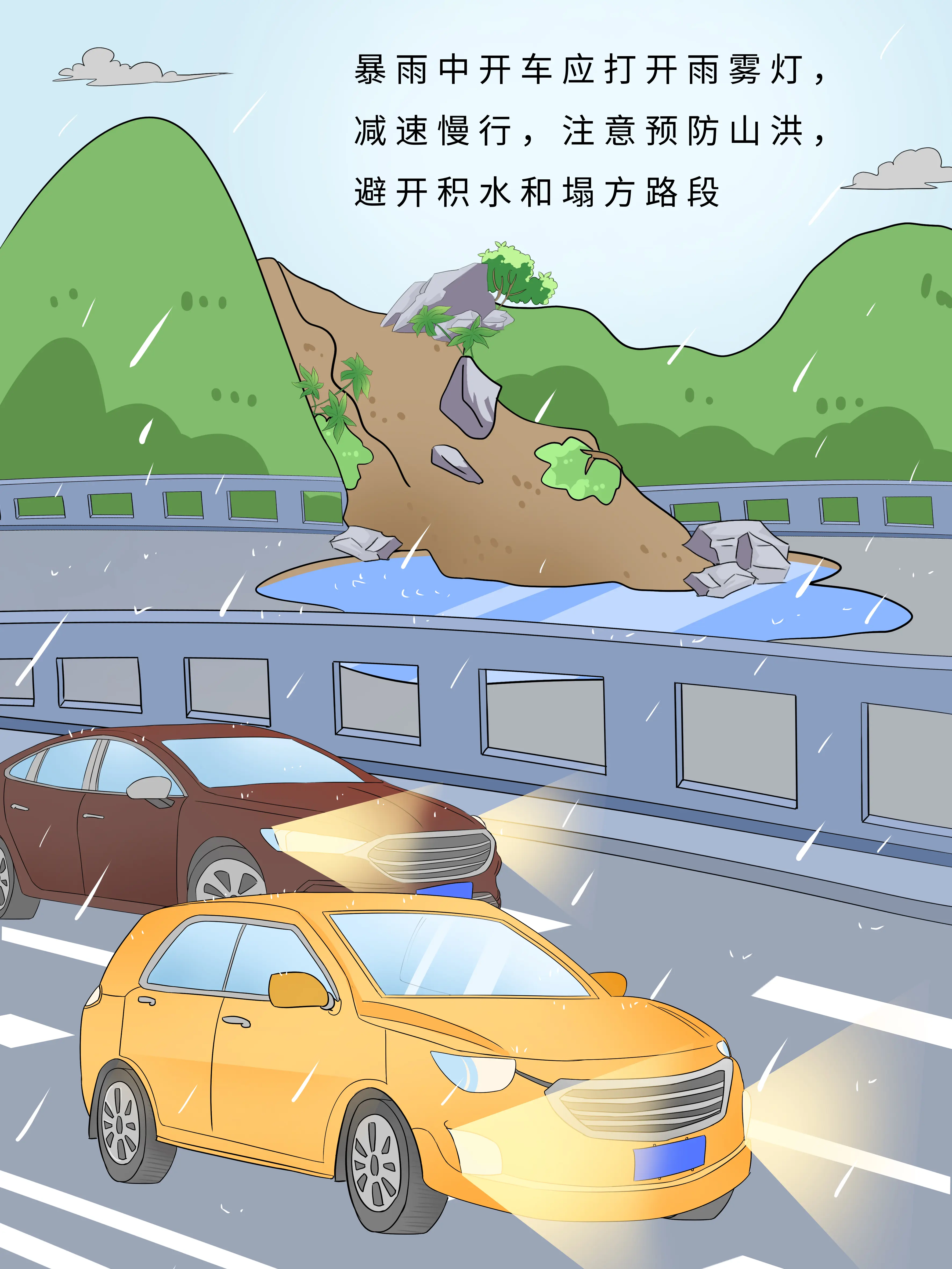暴雨行車安全知識科普漫畫封面图片