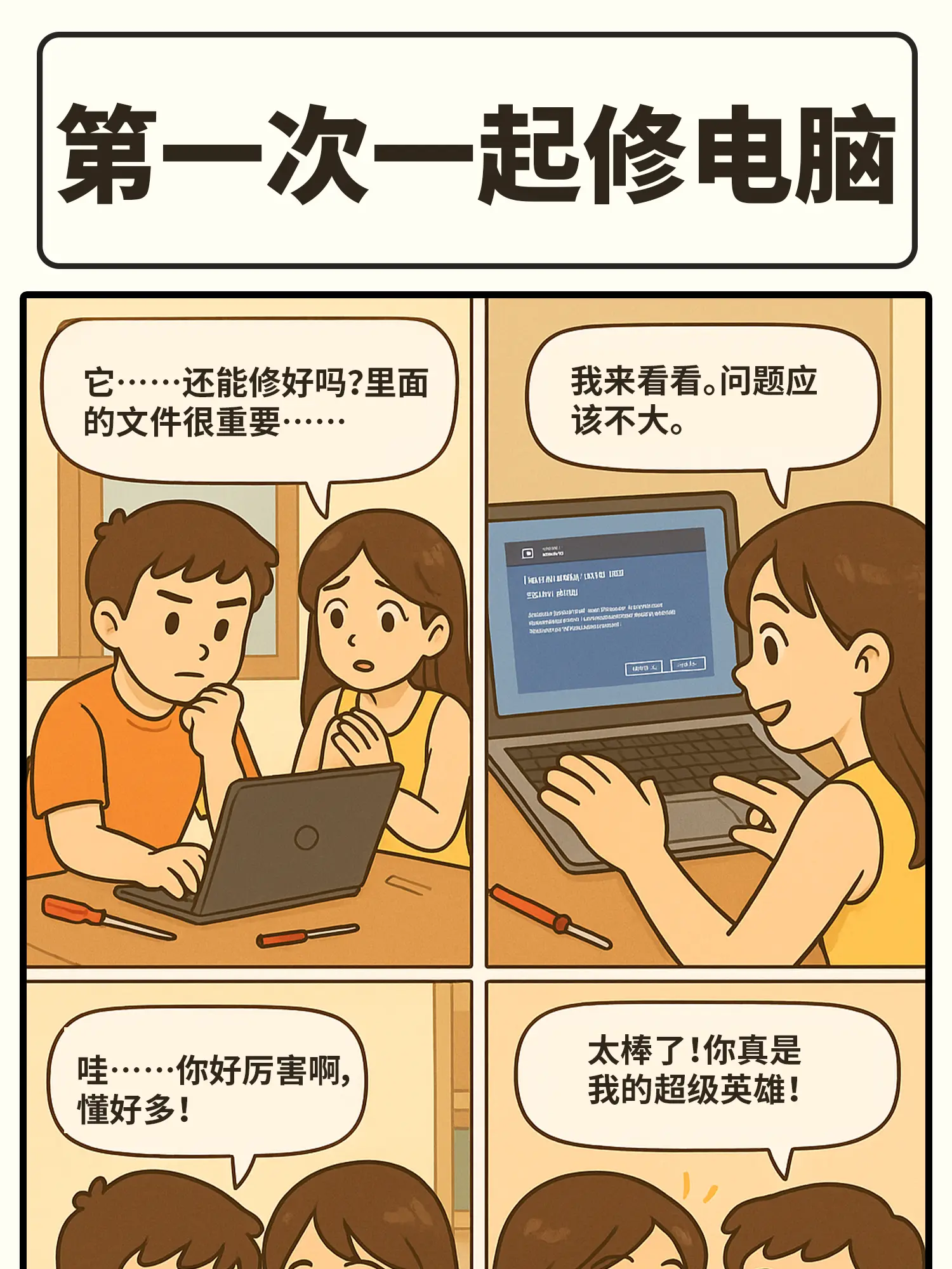 情侶修電腦：故障變浪漫漫畫封面图片