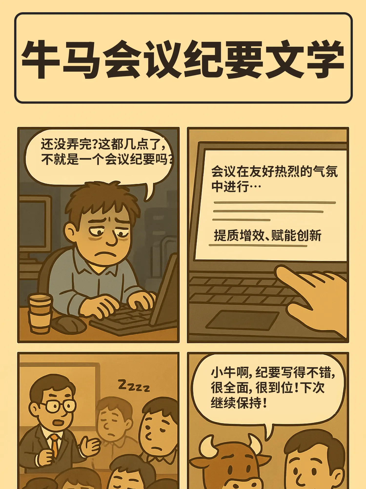 會議越無聊，紀要越文學漫畫封面图片